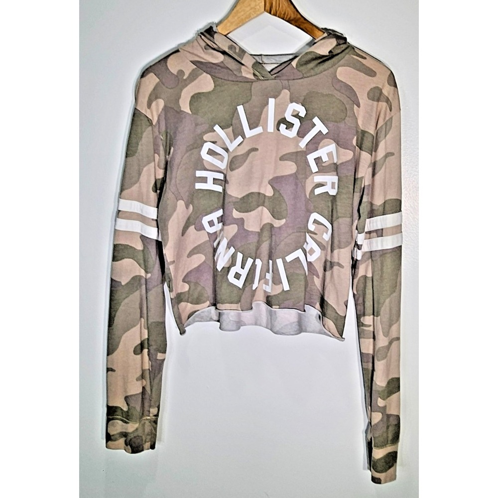 Hollister Graphic Tee California Women's Camo Crop Top Size M